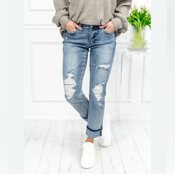 Vervet Favorite Bleach Splatter Distressed Boyfriend Jeans Size 30 - Picture 1 of 12